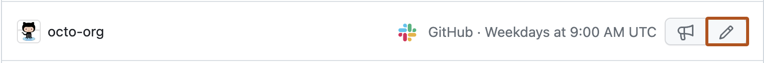 Capture d’écran des paramètres d’un compte personnel montrant le nom d’une organisation GitHub. Un bouton d'édition avec une icône de crayon est souligné en orange.