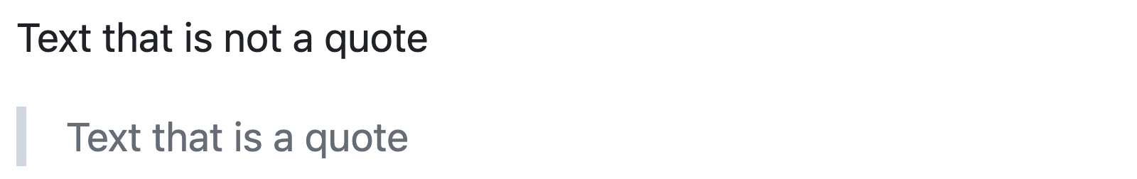 Capture d’écran du rendu GitHub Markdown montrant la différence entre le texte normal et le texte entre guillemets.