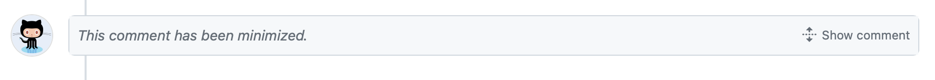 Capture d’écran d’un commentaire masqué. Le seul contenu visible est « Ce commentaire a été réduit », avec un bouton pour afficher le commentaire.