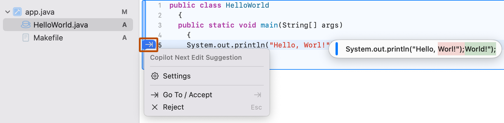 Capture d’écran du menu de la gouttière dans Xcode. La flèche est soulignée en orange foncé.