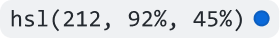 Capture d’écran du rendu GitHub Markdown montrant comment la valeur HSL 212, 92%, 45% apparaît avec un cercle bleu.