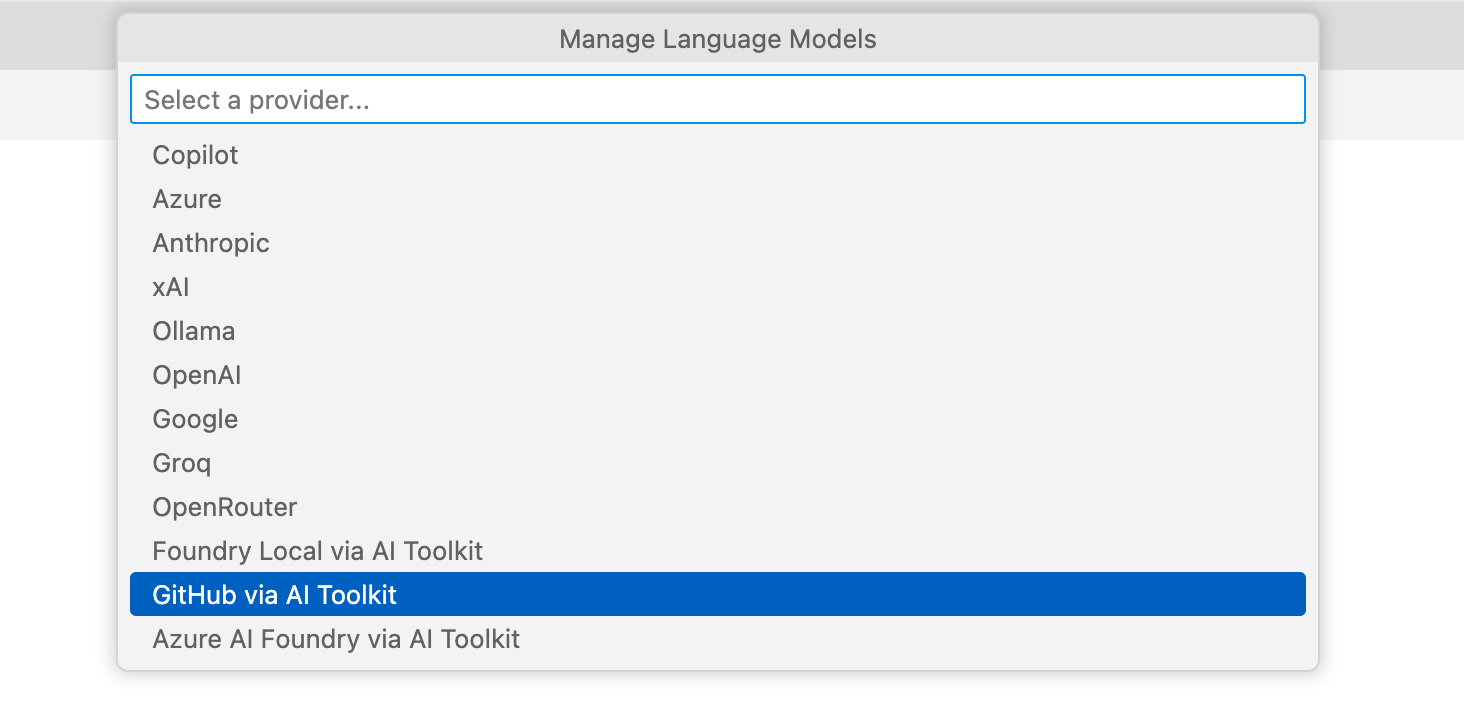 Captura de tela da lista "Gerenciar Modelos de Linguagem".
